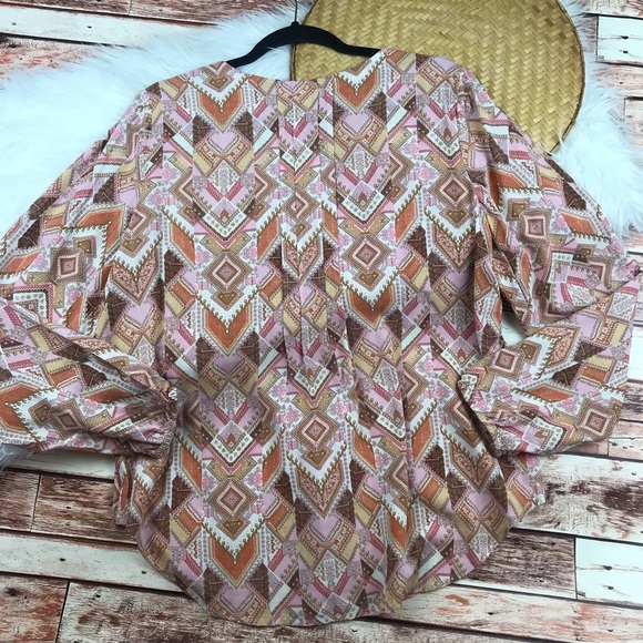 J. Jill bohemian printed blouse button down - Picture 8 of 8